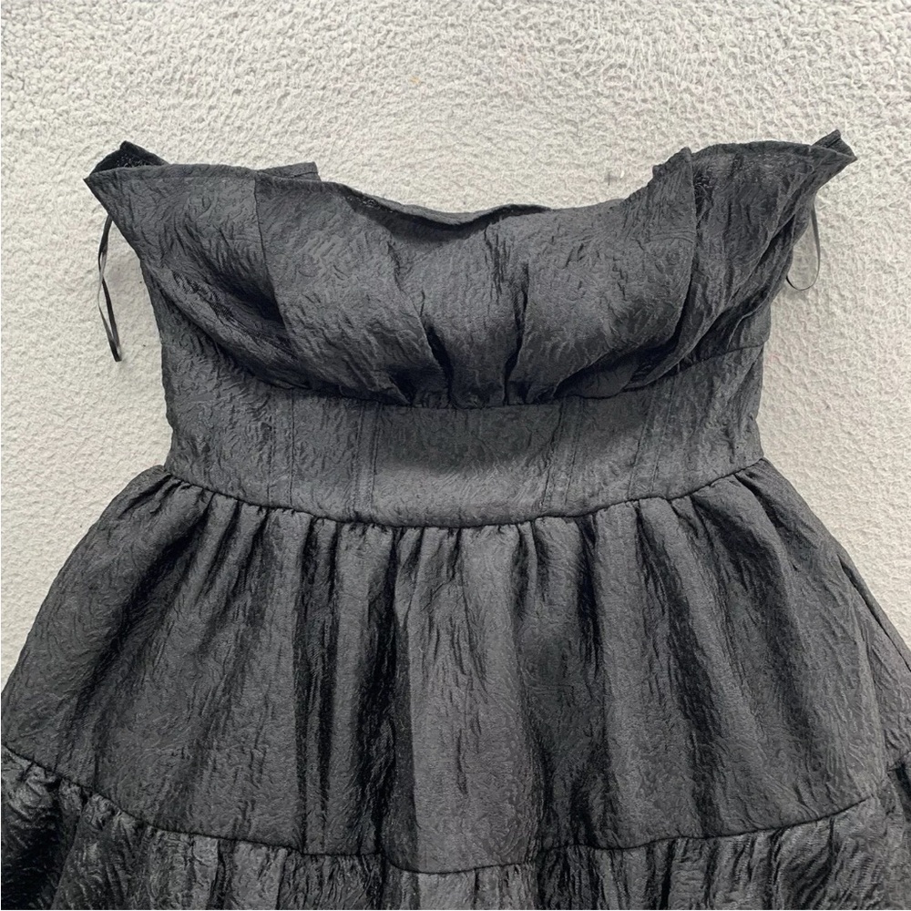 ASOS LUXE Strapless Cocktail Holiday Mini Dress US 8 Black Tiered Lined NWT - Picture 8 of 13